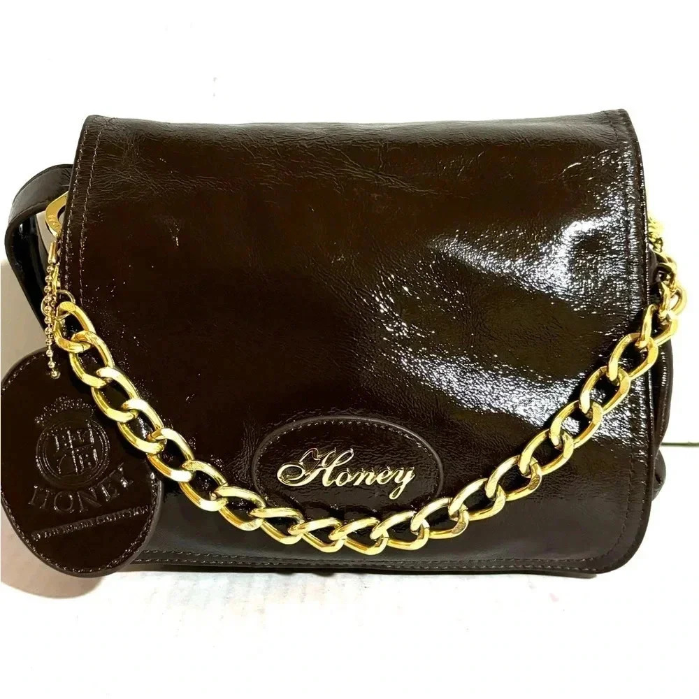 Honey brown leather shoulder handbag